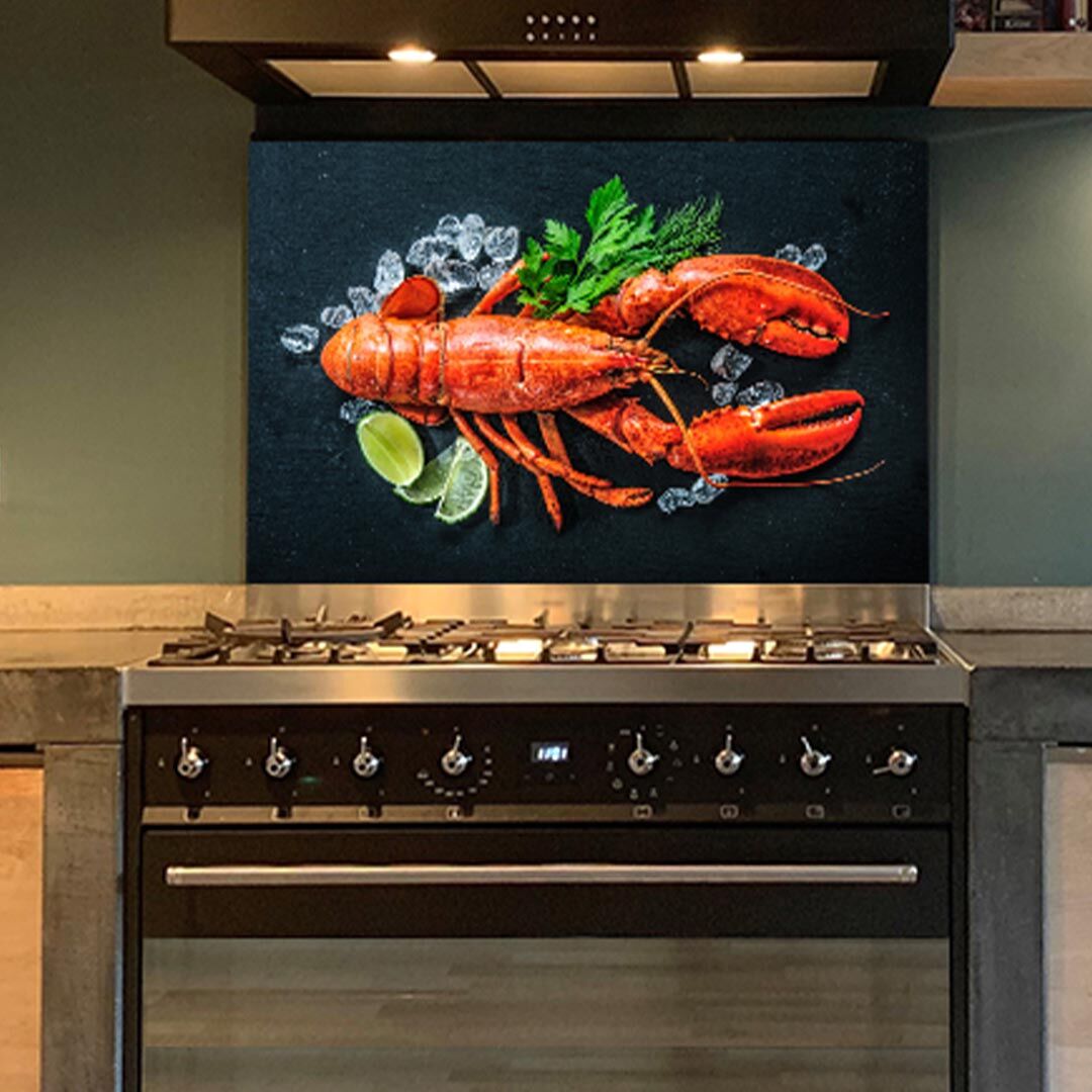 Kunstinjekeuken_keukenachterwand_spatscherm_Spatscherm kreeft