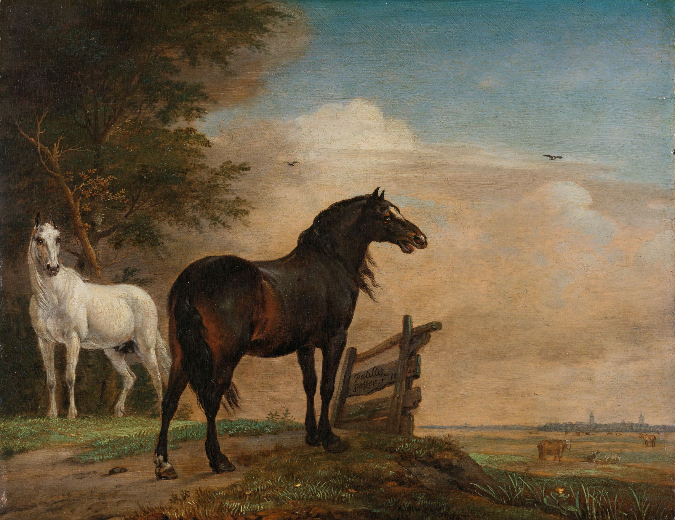 Twee paarden in de wei Paulus Potter