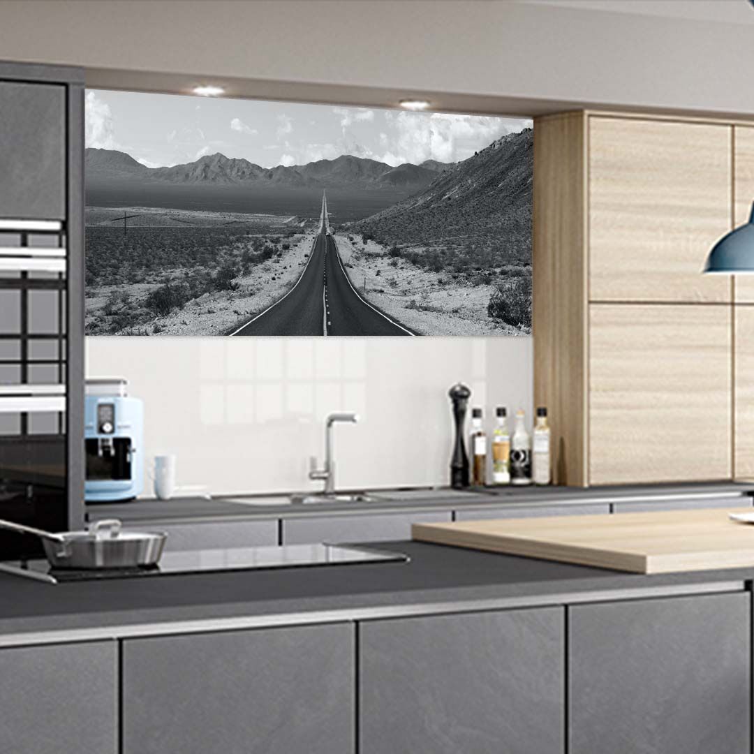 Zwart-wit backsplash route66