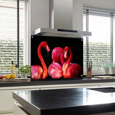 Spatscherm met flamingo