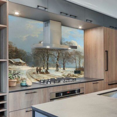 keukenachterwand met oude meester Koekkoek 2 panelen
