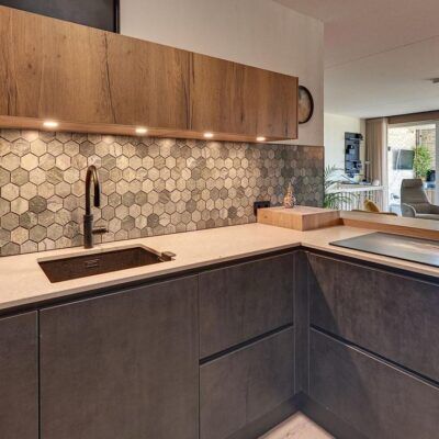 achterwand_keuken_groene_hexagons