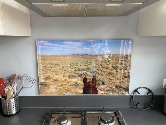 foto van vakantie met paard op keukenspatplaat